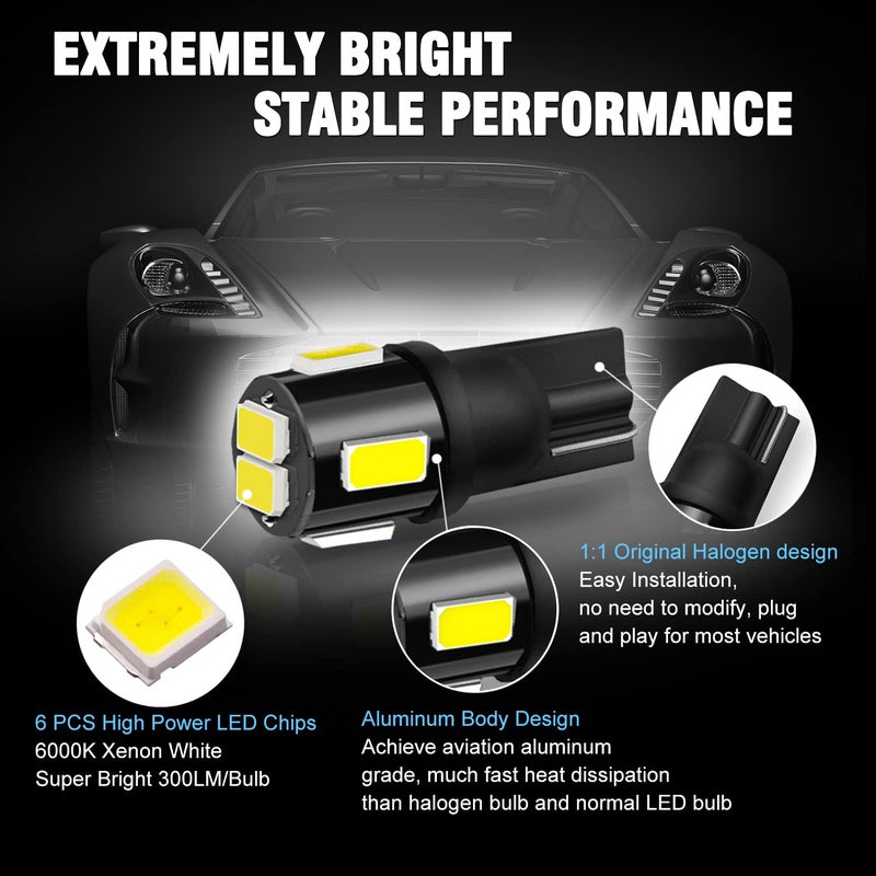 BRISHINE مصابيح LED BRISHINE 194 6000K بيضاء زينون ساطعة للغاية 5630 شريحة T10 168 2825 175 W5W بدائل لمصابيح السيارة الداخلية سقف خريطة باب ضوء المجاملة لوحة الترخيص (عبوة من 10)  - Image 4